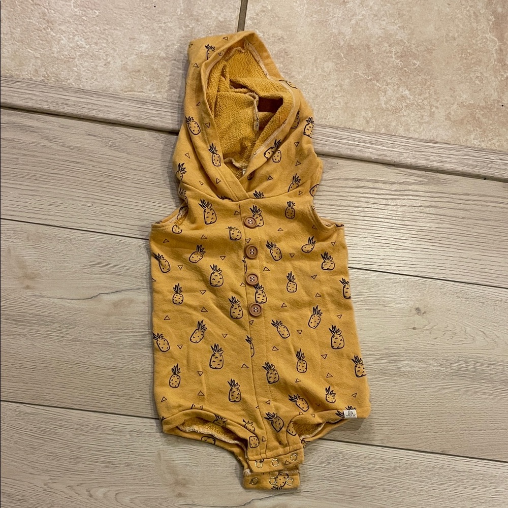 Yellow Pineapple Print Kids Bodysuit